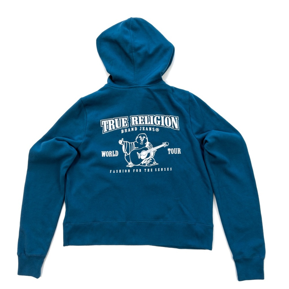 True Religion Women’s Hoodie & Joggers Set Fleece Zip-Up Size XL - Blue - Picture 2 of 10